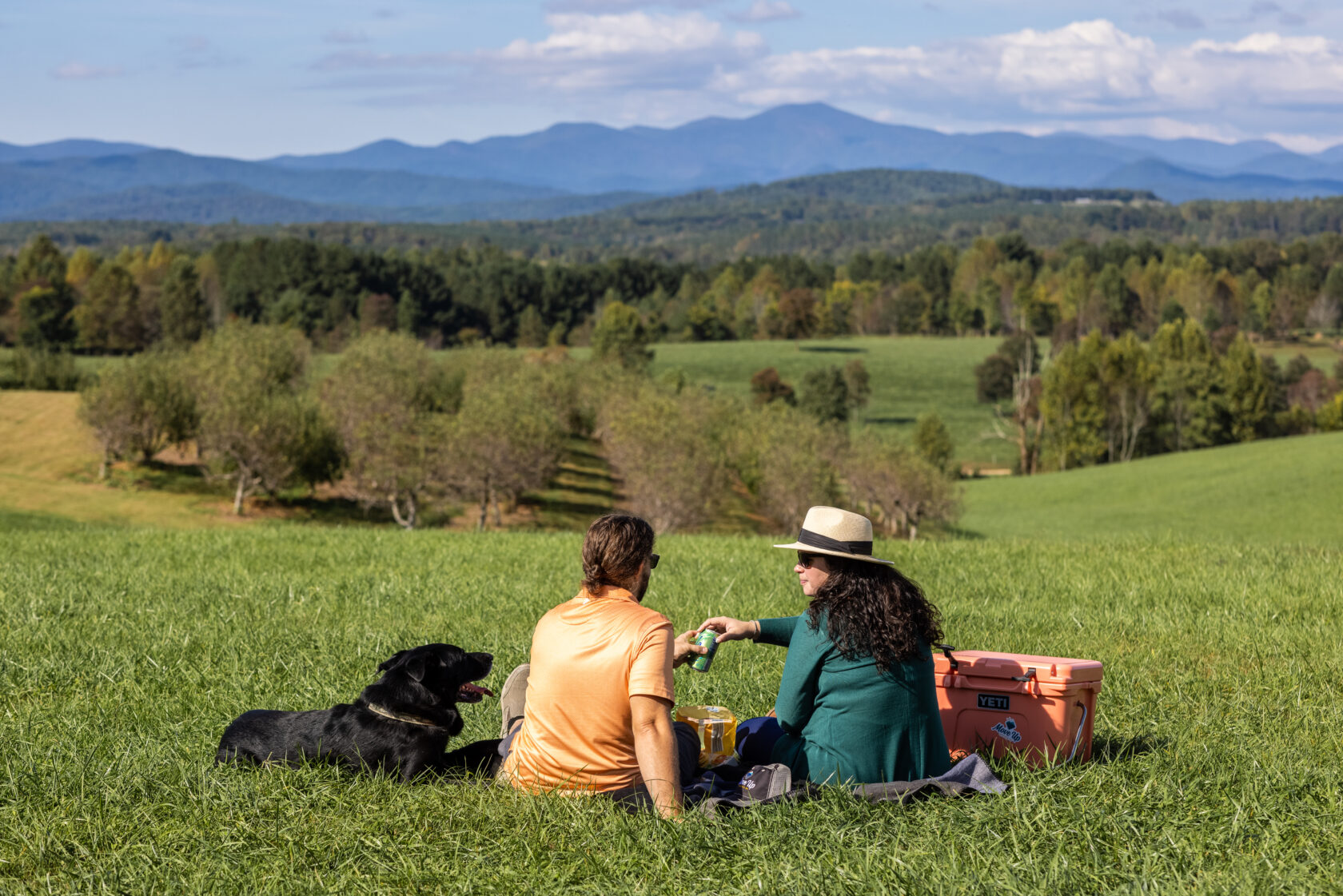 Picnic overlooking mountains at Chattooga Belle Farm