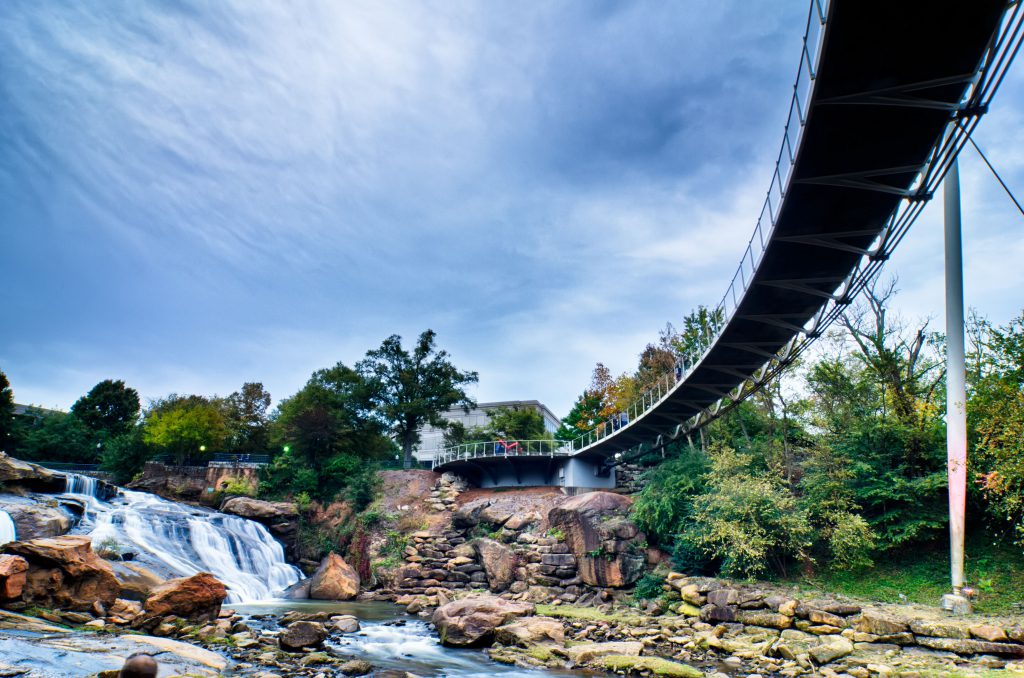 Falls Park with Liberty Bridge, Greenville, SC